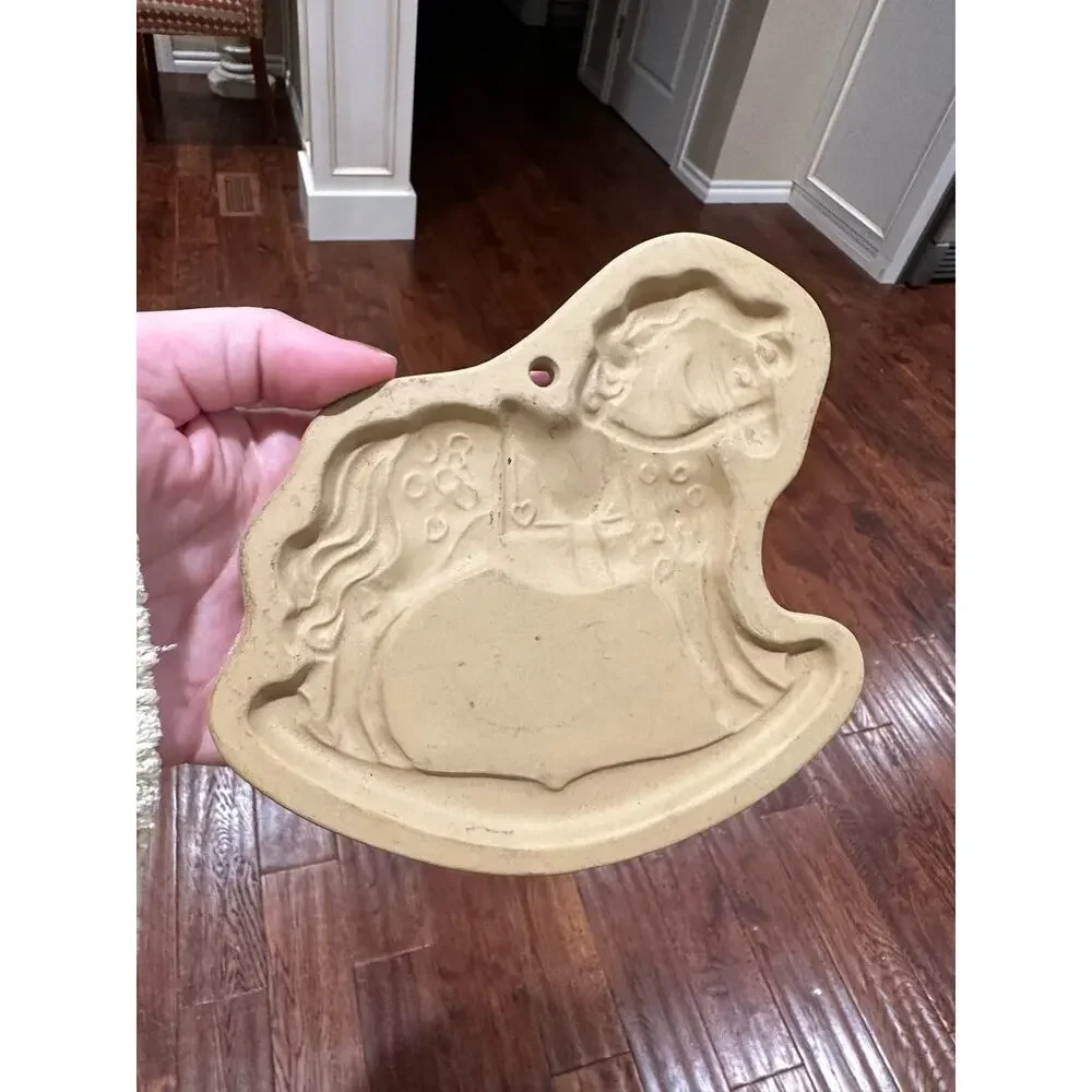Vintage Cookie Mold Rocking Horse, Baking Stone, Brown Bag Cookie Art 1986